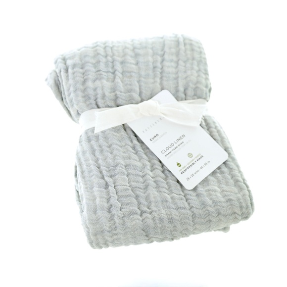 NWT Pottery Barn Cloud Linen Cotton Sham (1) Euro Chambray Blue Cottagecore Luxe - Picture 1 of 4